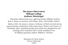 The James Observatory" Milsaps Campus (back of card)