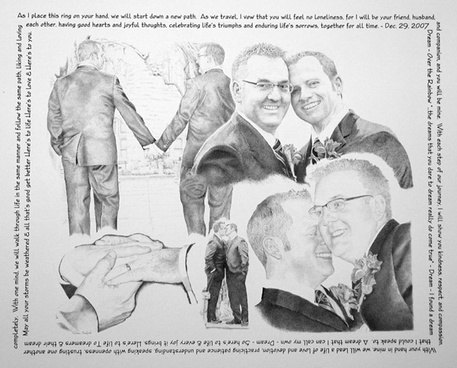 "Andy & Shannon" pen & ink commemorating their commitment ceremony